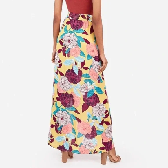 Express Tropical Floral High Low Flowly Maxi Skirt NWOT - Picture 3 of 10